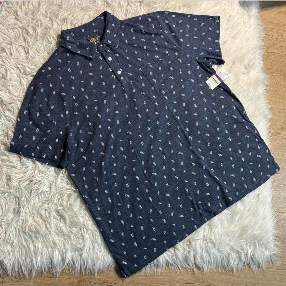 Club Room Men's Navy Polo Shirt with Micro Print